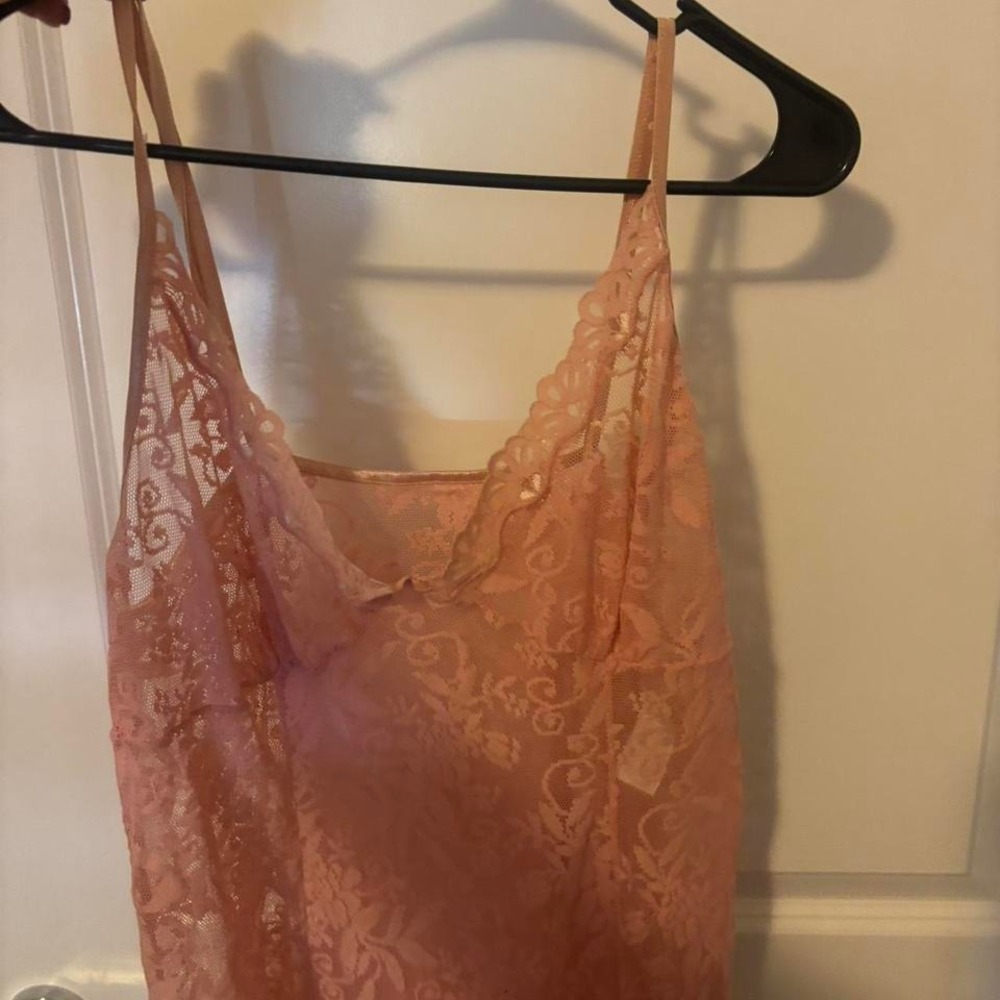Pink lace slip dress‎